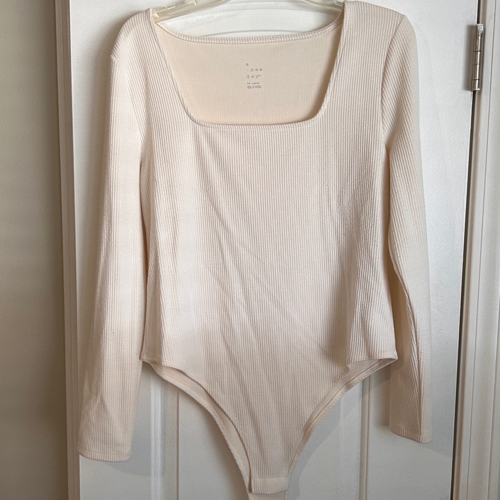 a new day Cream Ribbed Bodysuit